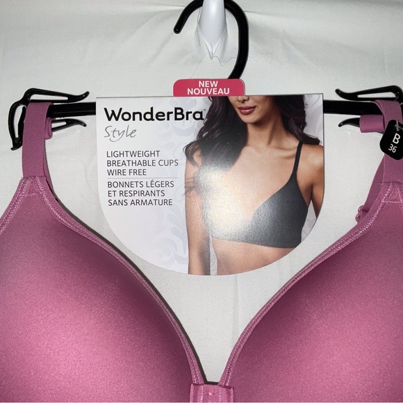 NWT WonderBra 1840 Lightweight Breathable Cup Wire Free T-shirt Bra 36B Pink - Picture 2 of 6
